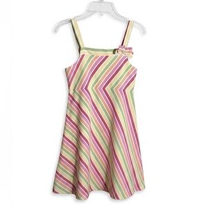 Vintage 2007 Gymboree Prep Perfect Colorful Chevron Stripe Bow Dress - Size 6